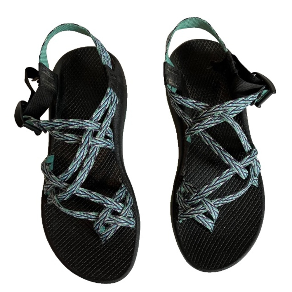 Chaco ZX/2 Classic Women’s Beach Walking Hiking Outdoor Sandals Black Teal Sz 10 - Picture 1 of 8